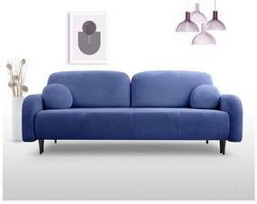 Canapea extensibilă tapițată CLOUDY, 3 locuri, albastră
