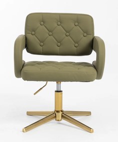 HR8403CROSS Scaun Khaki Piele Ecologica Premium Soft cu Bază Aurie