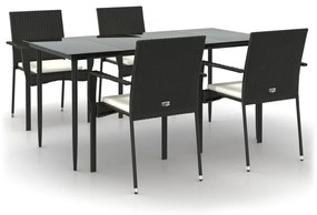 3185122 vidaXL Set mobilier de grădină cu perne, 5 piese, negru, poliratan