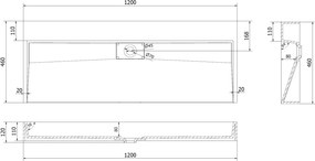 Mexen Ava chiuvetă de blat din conglomerat B/O 120 x 46 cm, albă - 23011200