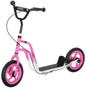 AIYAPLAY Trotinetă pentru copii cu ghidon reglabil, roți mari, suport de parcare, frână de mână, pentru copii cu vârsta 5-12 ani, roz | Aosom Romania