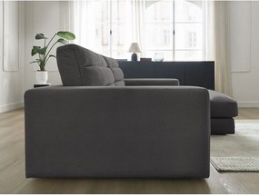 Colțar gri antracit cu tapițerie din catifea (cu colț pe partea dreaptă/cu șezlong) Sierra – Bobochic Paris