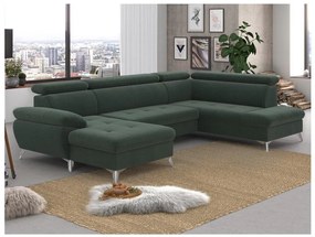Canapea colțar extensibilă cu spațiu de depozitare, model CATANIA, dreapta, verd
