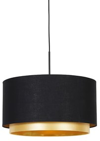 Lampă modernă suspendată neagră cu auriu 47 cm cu două abajururi - Combi