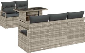 vidaXL Set de canapele pentru grădină 6 pcs Gri deschis poliratan