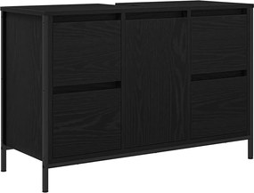 vidaXL Dulap pentru chiuvetă cu sertare Stejar negru 90x34,5x60 cm