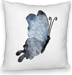 Perna Decorativa Fluffy, Model Fluture 2, Blue and Black, 40x40 cm, Alb Pufos, Husa Detasabila, Perna Inclusa, BEKZ®