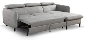 Colțar extensibil NISA, în formă de L, cu spațiu de depozitare, gri, pe partea dreaptă