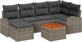 vidaXL Set de canapele pentru grădină 7 pcs Gri poliratan