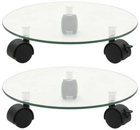 vidaXL Suport cu role pentru plante, 2 buc., 28 cm, sticlă, rotund
