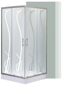 Cabină de duș pătrată Spirit BAMBOO 90x90, cu cădiță de duș acrilică armată