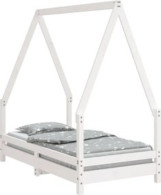 vidaXL Cadru de pat pentru copii, alb, 70x140 cm, lemn masiv de pin