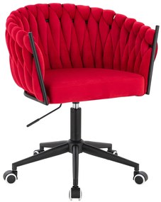 HR750K Scaun Roşu din Catifea cu Bază Neagră
