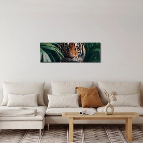 Tablou - Portretul unui tigru în junglă (cu ceas) (90x30 cm)
