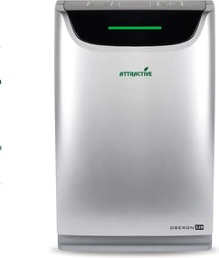 Purificator si umidificator de aer Oberon 220 HYBRID, 65 W, Pana la 40 m², 220 m³/h, 3 viteze, Ionizator, Timer, Sleep Mode, Argintiu