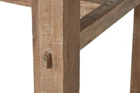 Masă dining din lemn masiv de tec reciclat, natur, 10 locuri, cu picioare masive, 78 x 220 x 90 cm, „Rusti”