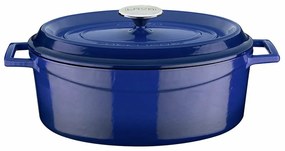 LAVA Metal Oală ovală din fontă, albastră, 7 l,diametru 31 cm