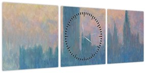 Tablou - Claude Monet, The Houses of Parliament, Sunset, reproducere (cu ceas) (90x30 cm)