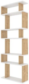 Bibliotecă albă/în culoare naturală cu aspect de lemn de stejar 60x160 cm Bates – Kalune Design
