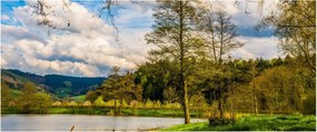 Tablou - Barcă pe lac (120x50 cm)