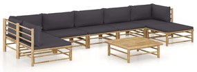 vidaXL Set mobilier de grădină cu perne gri închis, 8 piese, bambus