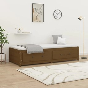 821597 vidaXL Pat de zi 3FT Single, maro miere, 90x190 cm, lemn masiv de pin