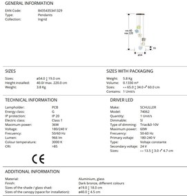 Lustra cu 5 pendule LED design decorativ Ingrid 5L color