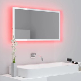 Oglinda de baie cu LED, alb extralucios, 80x8,5x37 cm Alb foarte lucios