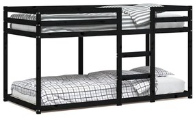 3206506 vidaXL Pat supraetajat, negru, 90x200 cm, lemn masiv de pin