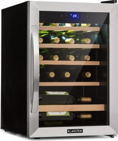 Klarstein Vinamour 19, răcitor de vinuri, 19 sticle, 65 l, 4 - 18 °C, 40 dB, sticlă, negru