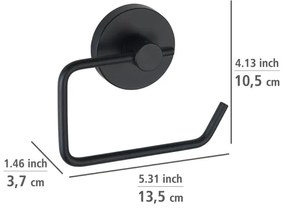 WENKO 24738100 - Suport pentru hârtie igienică VACUUM-LOC, rotund, negru, 13,5 x 10,5 cm