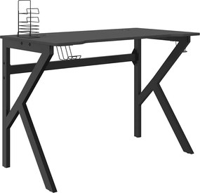 vidaXL Birou de gaming cu picioare formă K, negru, 110x60x75 cm