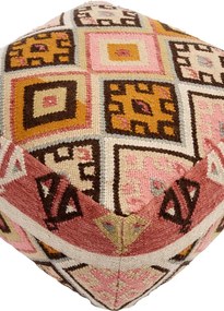 Pouf din lână țesut manual cu model kilim, 60×60×H30 cm, „Anara"