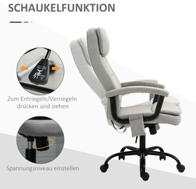 Vinsetto Scaun de birou cu funcție de masaj, scaun de gaming reglabil în înălțime cu funcție de masaj, scaun ergonomic de birou, scaun de masaj pentru coloana lombară cu senzație de in/out, Bej 63 x 70 x 112-121 cm | Aosom Romania