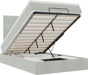 vidaXL Cadru de pat otoman cu saltele Gri deschis 120x190cm catifea