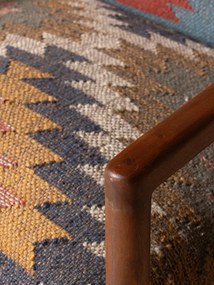 Fotoliu kilim din iută naturala și lână, cu structura din lemn de mango, 83×68×75 cm, „Ayaco"