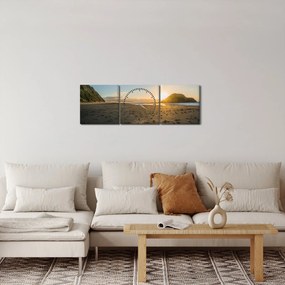 Tablou cu plaja (cu ceas) (90x30 cm)