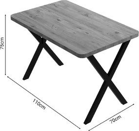 Set masa cu 4 scaune metal, Amsterdam Homs, nuc/negru 70 x 110 cm