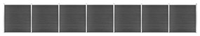 Set de panouri de gard, negru, 1218x186 cm, WPC 1, Negru, 7 sectiuni