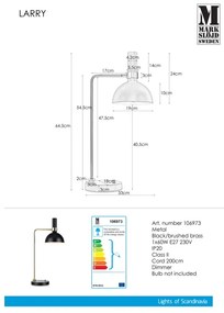 Markslöjd 106973 - Lampă de masă dimmabilă LARRY 1xE27/60W/230V negru/auriu