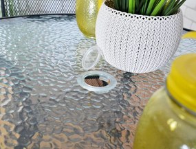 Masă de grădină ZWMT Ø 80 cm metal cu blat din sticlă