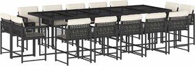 vidaXL Set mobilier de grădină cu perne, 15 piese, negru, poliratan