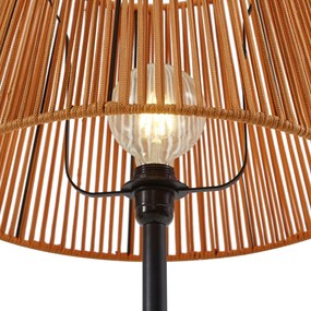 Lampă de podea de exterior neagră cu abajur portocaliu din frânghie IP44 - Virginia Jayla