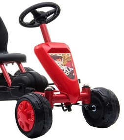 Mini Kart cu pedale pentru copii NOVOKIDS® Colorado Kart PRO, Maxim 30 luni, Structura metalica, Carena, Pedalare usoara, Dimensiuni 63x33x40 cm, Rosu