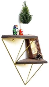 Raft decorativ de perete Duvelo 2 (Nuc + auriu) . 1093666
