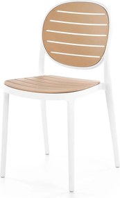 Scaun de gradina K529, stejar/alb, polipropilena, 42x51x83 cm