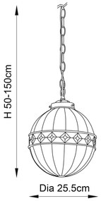 Endon 67044 - Lustră suspendată Tiffany FARGO pe lanț, 1xE14/40W/230V, Ø 25,5 cm