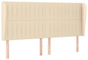 Pat box spring cu saltea, crem, 160x200 cm, material textil Crem, 160 x 200 cm, Benzi verticale