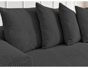 Colțar gri închis extensibil/cu spațiu de depozitare cu tapițerie din catifea reiată Voltaire – Bobochic Paris