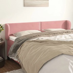 vidaXL Tăblie de pat cu aripioare roz 183x23x78/88 cm catifea